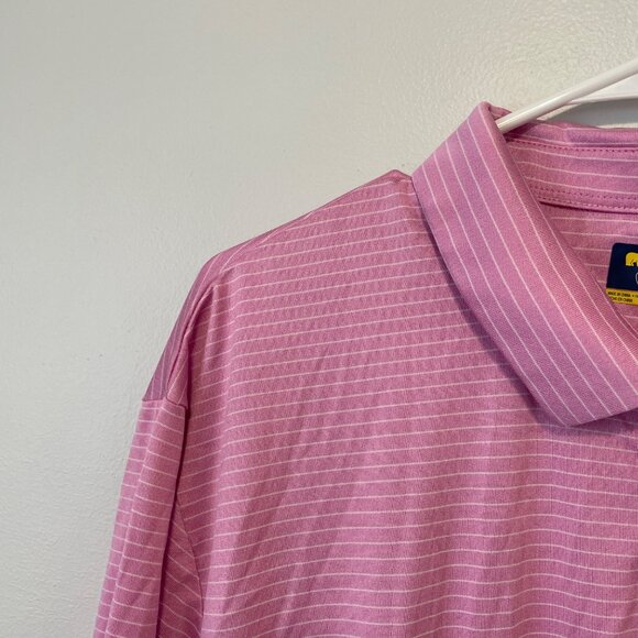Jack Nicklaus Mens XXL Pink Striped Polo Shirt 100% Polyester Short Sleeve Class - Picture 7 of 8